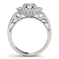 14k White Gold Diamond with Two - Row Pave Border Engagement Ring (2 cttw) - Coolpeacock