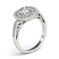 14k White Gold Diamond with Two - Row Pave Border Engagement Ring (2 cttw) - Coolpeacock