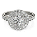 14k White Gold Diamond with Two - Row Pave Border Engagement Ring (2 cttw) - Coolpeacock