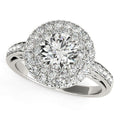 14k White Gold Diamond with Two - Row Pave Border Engagement Ring (2 cttw) - Coolpeacock