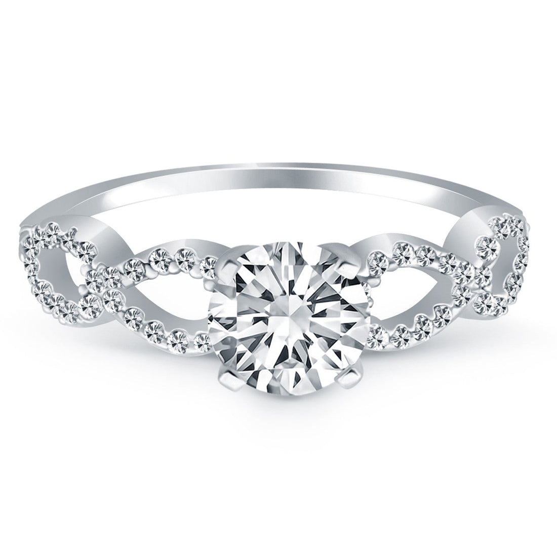 14k White Gold Double Infinity Diamond Engagement Ring - Coolpeacock