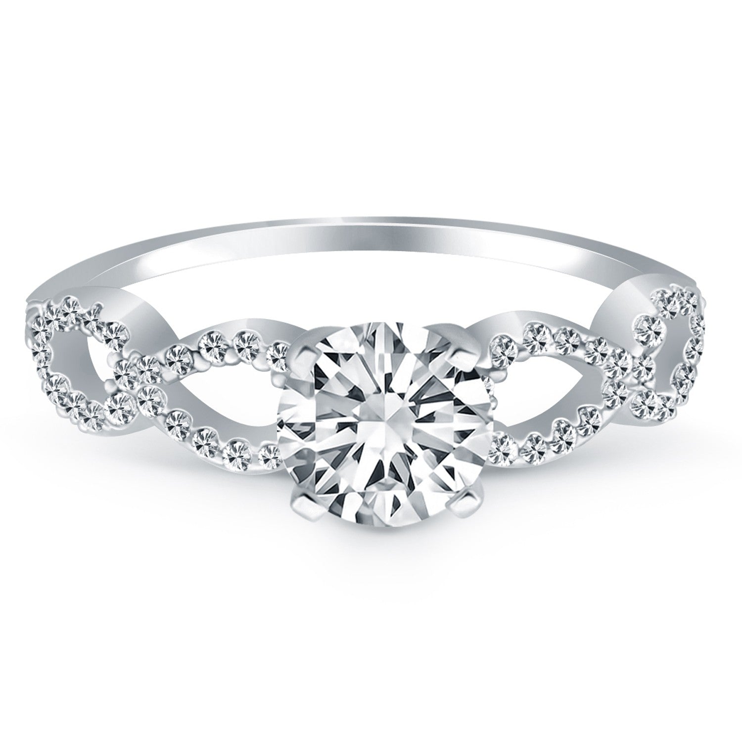 14k White Gold Double Infinity Diamond Engagement Ring - Coolpeacock
