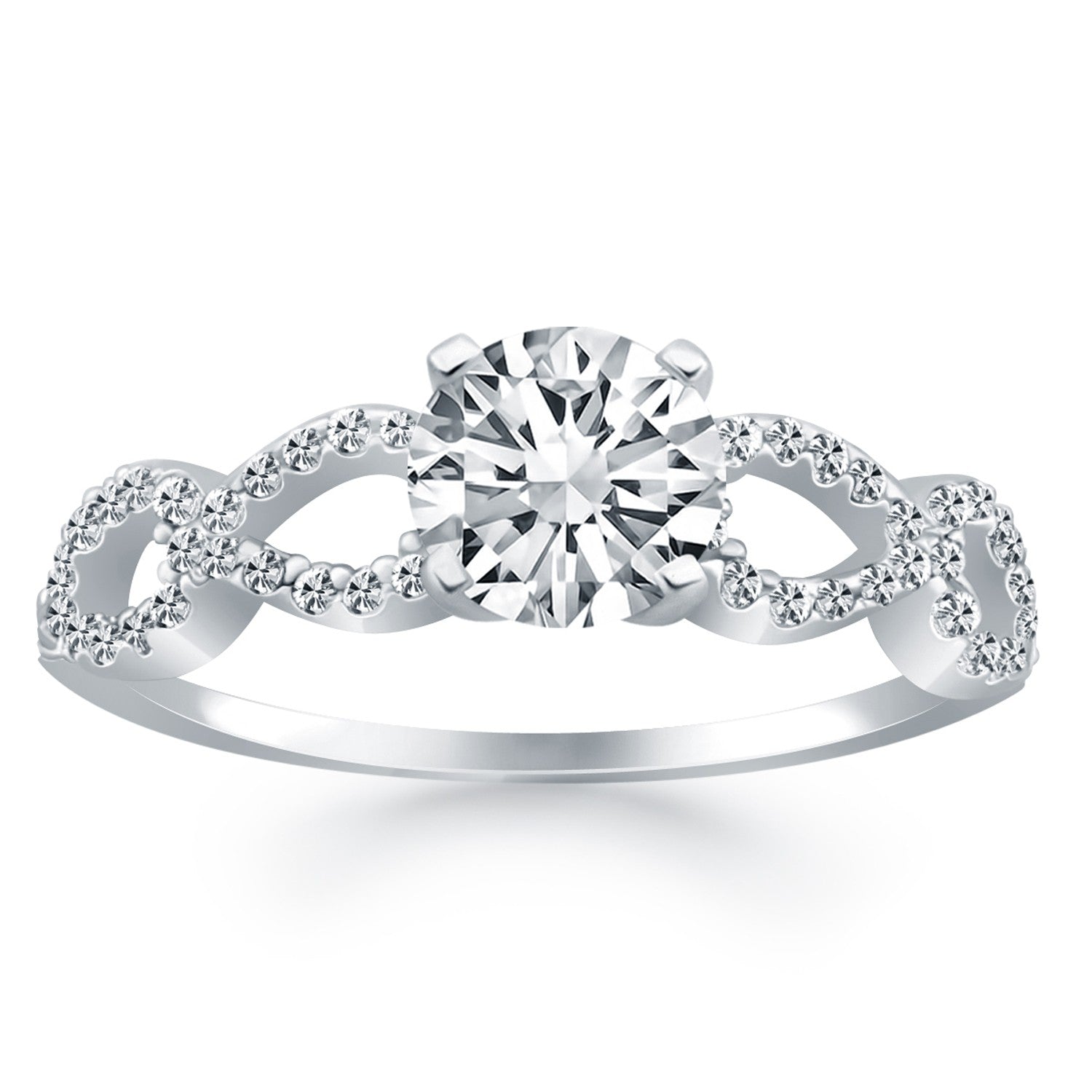 14k White Gold Double Infinity Diamond Engagement Ring - Coolpeacock