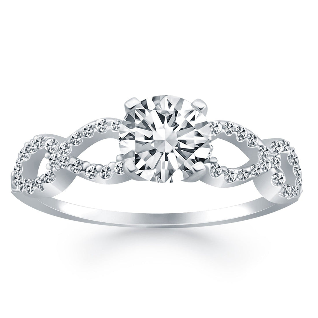 14k White Gold Double Infinity Diamond Engagement Ring - Coolpeacock