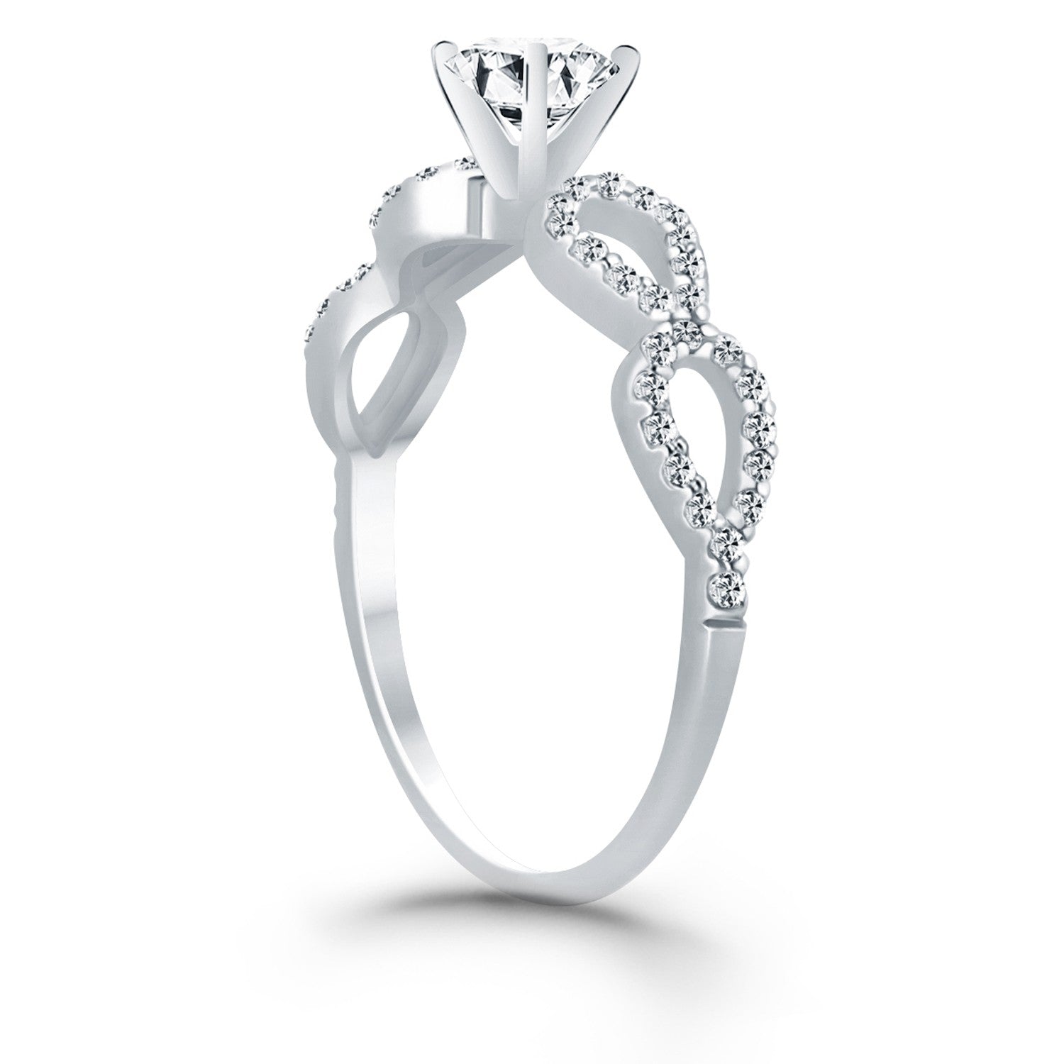 14k White Gold Double Infinity Diamond Engagement Ring - Coolpeacock