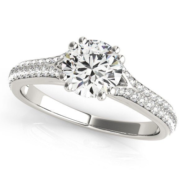 14k White Gold Double Prong Multirow Band Diamond Engagement Ring (1 1/8 cttw) - Coolpeacock