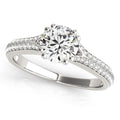 14k White Gold Double Prong Multirow Band Diamond Engagement Ring (1 1/8 cttw) - Coolpeacock