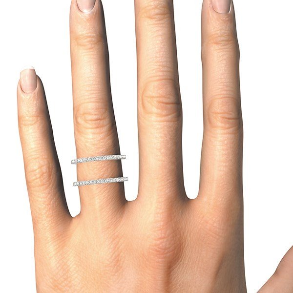 14k White Gold Dual Band Design Ring with Diamonds (1/3 cttw) - Coolpeacock