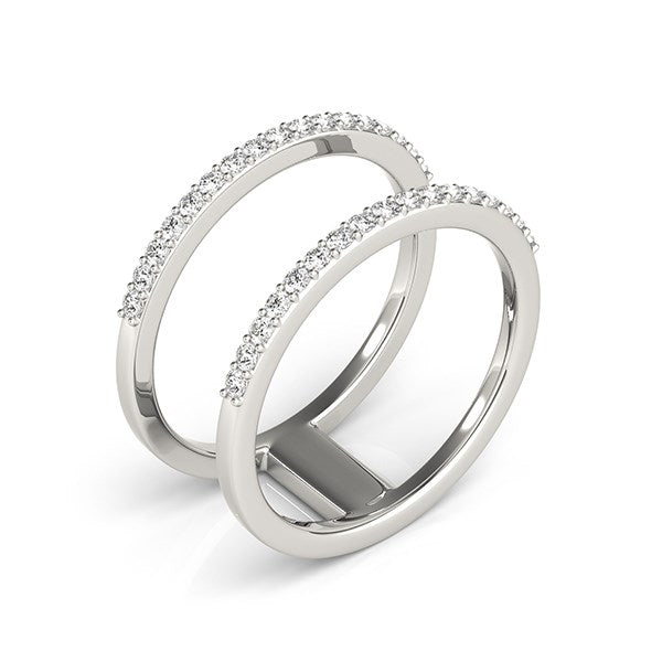 14k White Gold Dual Band Design Ring with Diamonds (1/3 cttw) - Coolpeacock