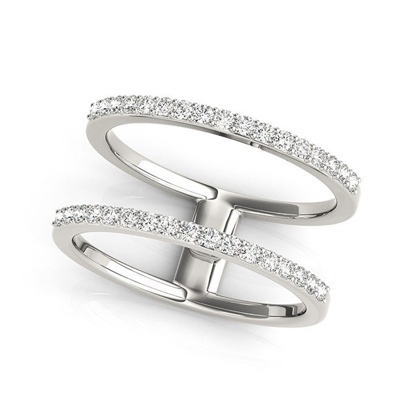 14k White Gold Dual Band Design Ring with Diamonds (1/3 cttw) - Coolpeacock