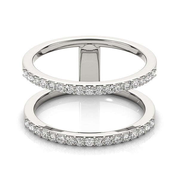 14k White Gold Dual Band Design Ring with Diamonds (1/3 cttw) - Coolpeacock