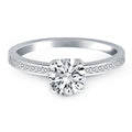 14k White Gold Engagement Ring with Diamond Channel Set Band - Coolpeacock