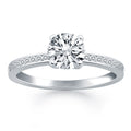 14k White Gold Engagement Ring with Diamond Channel Set Band - Coolpeacock