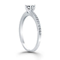 14k White Gold Engagement Ring with Pave Diamond Band - Coolpeacock