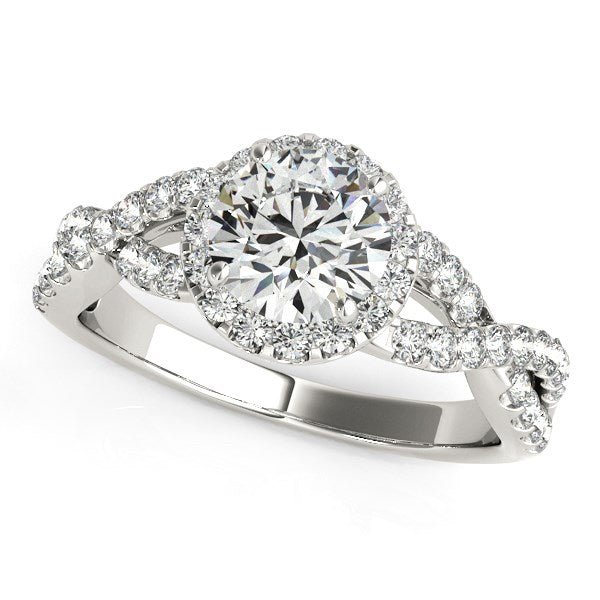 14k White Gold Entwined Split Shank Diamond Engagement Ring (1 1/2 cttw) - Coolpeacock