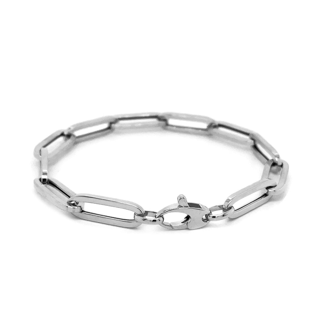 14K White Gold Extra Wide Paperclip Chain Bracelet (6.10 mm) - Coolpeacock