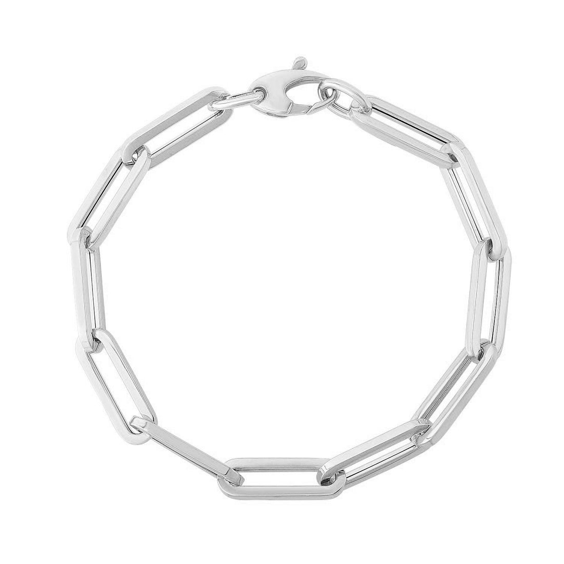 14K White Gold Extra Wide Paperclip Chain Bracelet (6.10 mm) - Coolpeacock