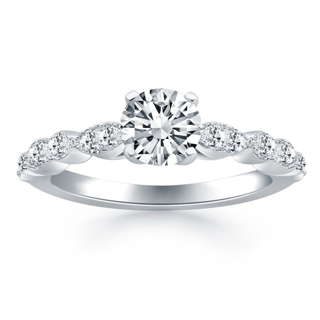 14k White Gold Fancy Shaped Diamond Engagement Ring - Coolpeacock