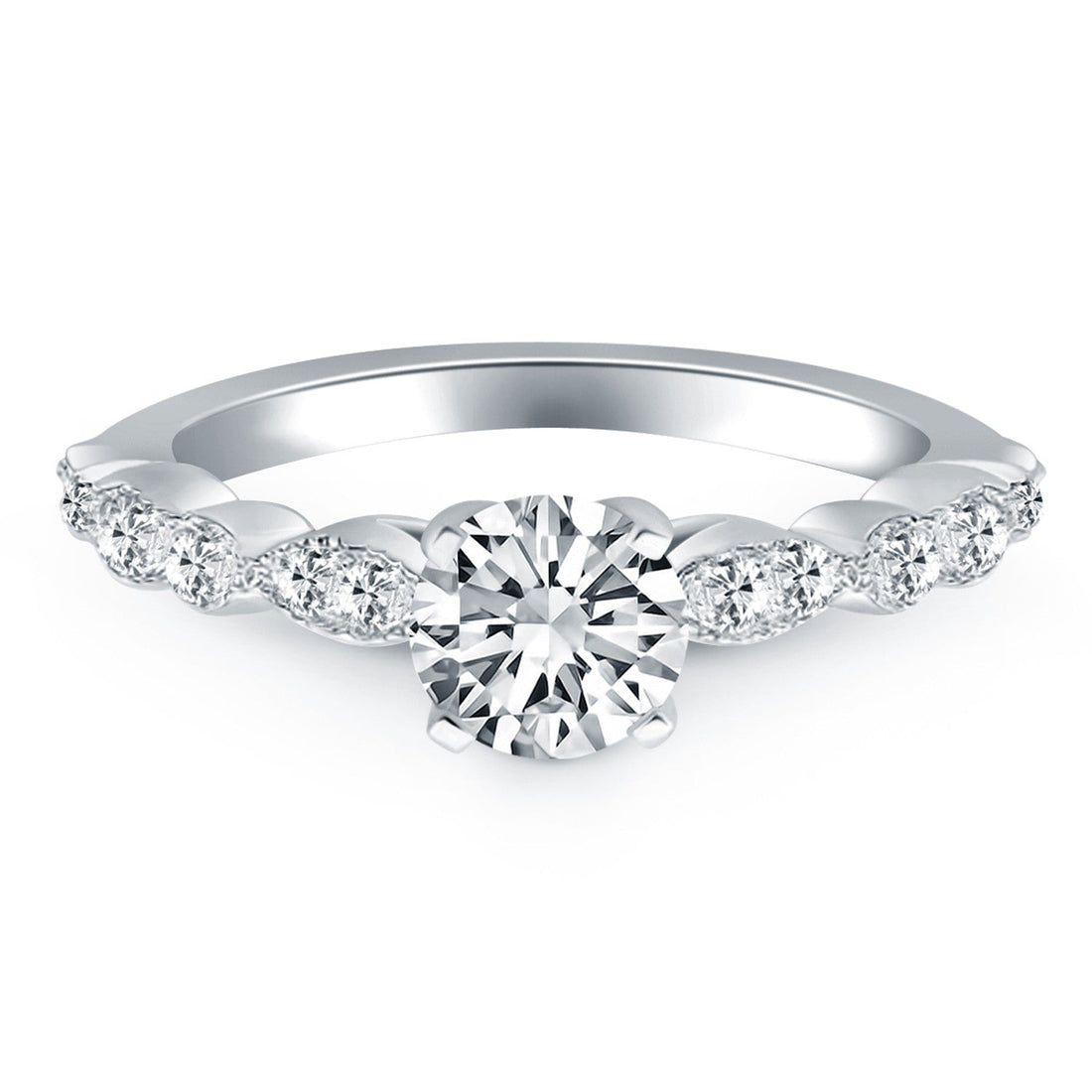 14k White Gold Fancy Shaped Diamond Engagement Ring - Coolpeacock