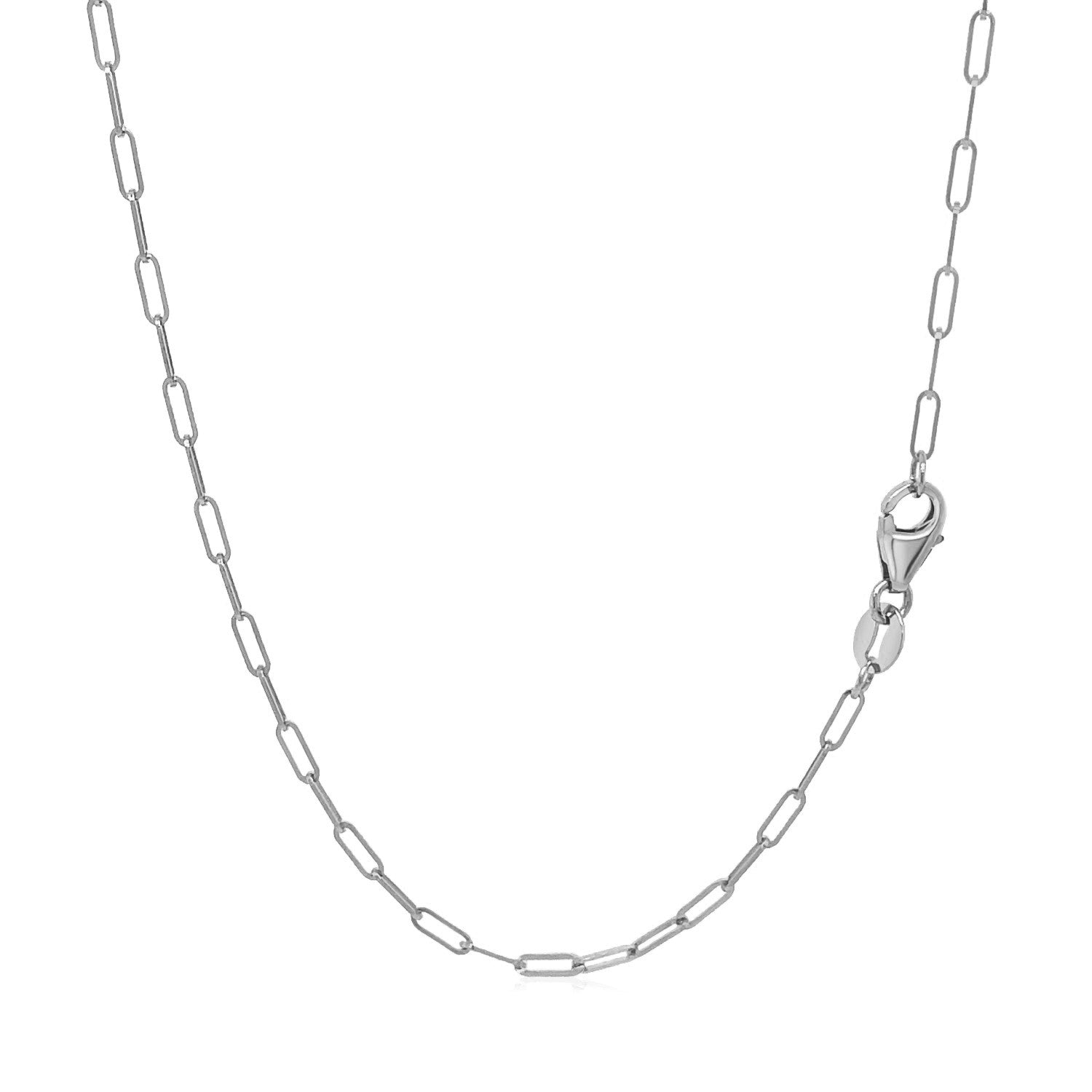 14K White Gold Fine Paperclip Chain (1.50 mm) - Coolpeacock