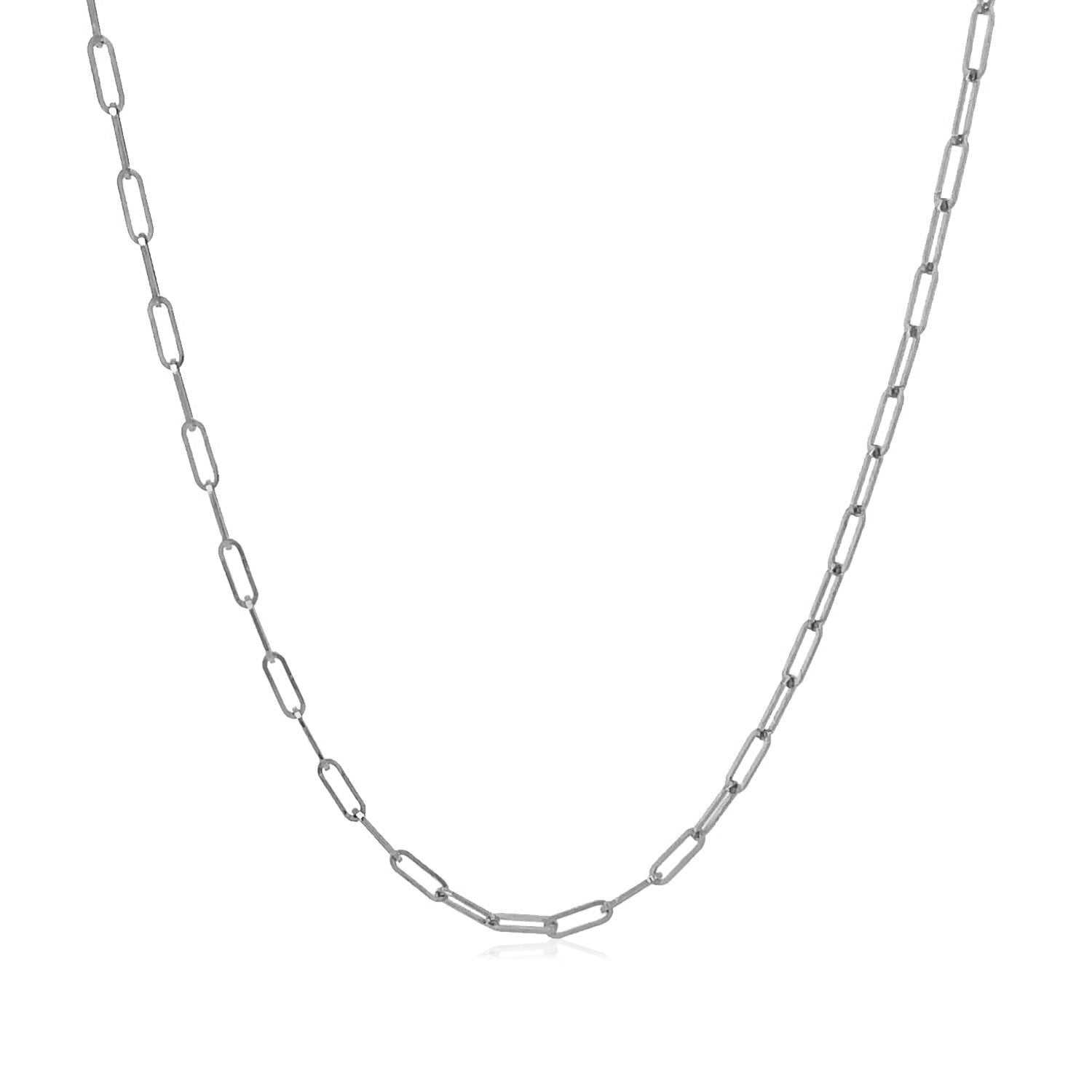14K White Gold Fine Paperclip Chain (1.50 mm) - Coolpeacock