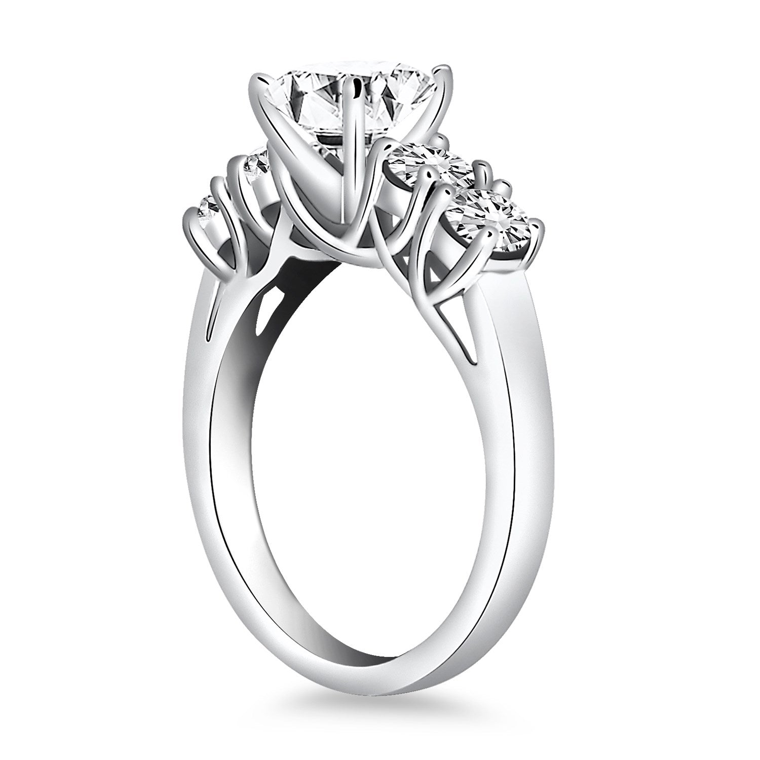 14k White Gold Five Stone Diamond Trellis Engagement Ring - Coolpeacock