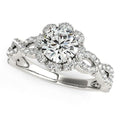 14k White Gold Flower Motif Split Shank Diamond Engagement Ring (1 5/8 cttw) - Coolpeacock