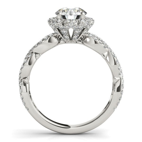 14k White Gold Flower Motif Split Shank Diamond Engagement Ring (1 5/8 cttw) - Coolpeacock