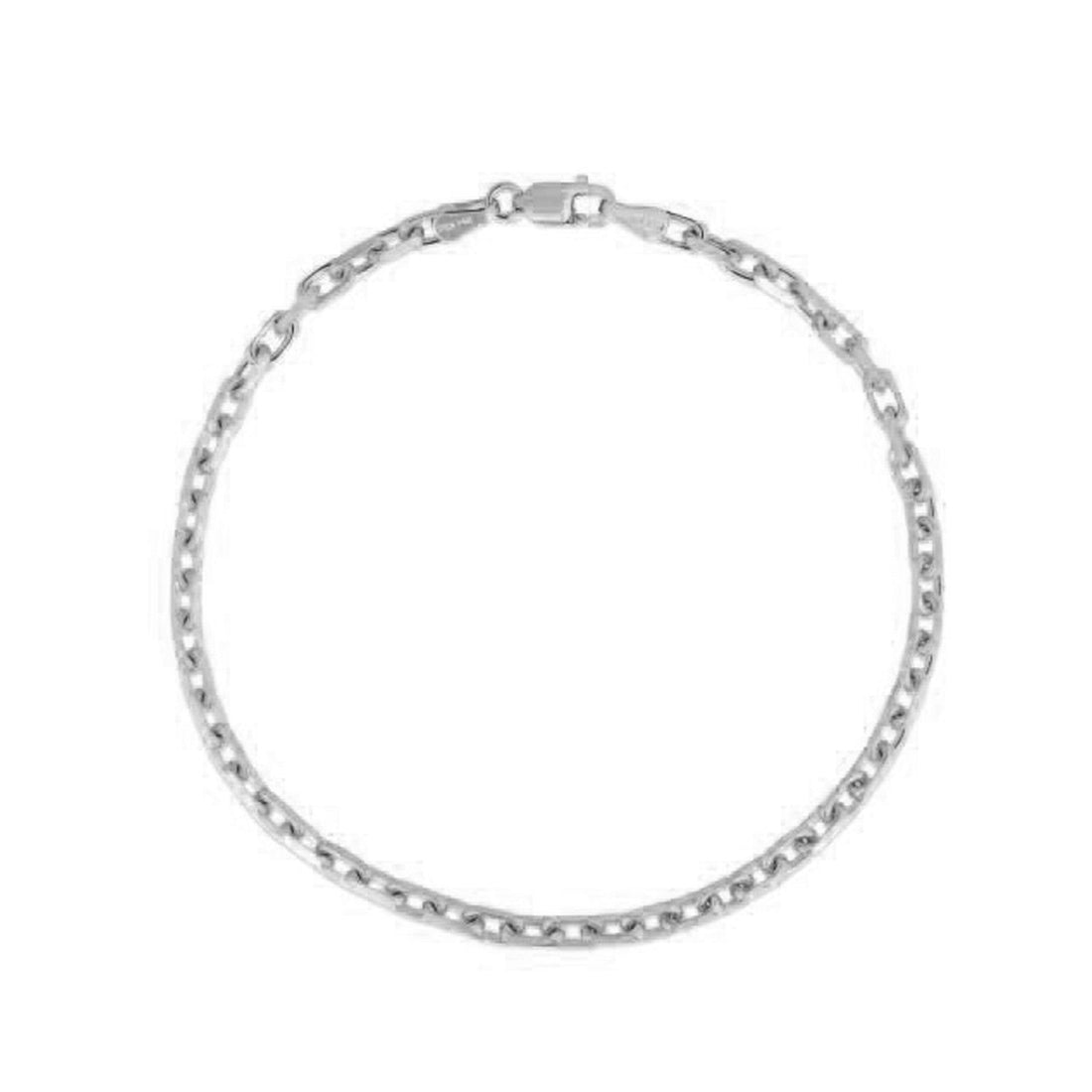 14k White Gold French Cable Chain Bracelet (2.50 mm) - Coolpeacock