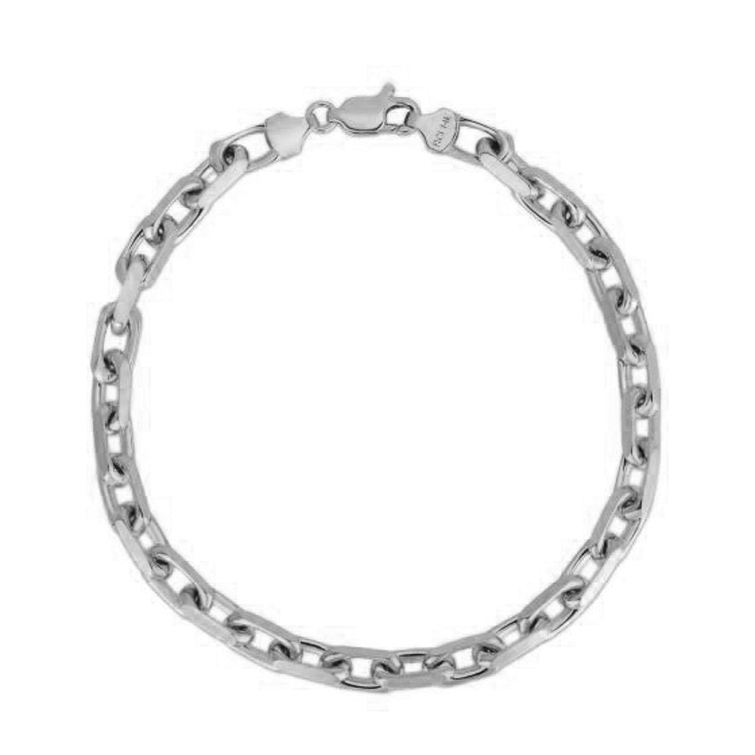 14k White Gold French Cable Chain Bracelet (4.80 mm) - Coolpeacock