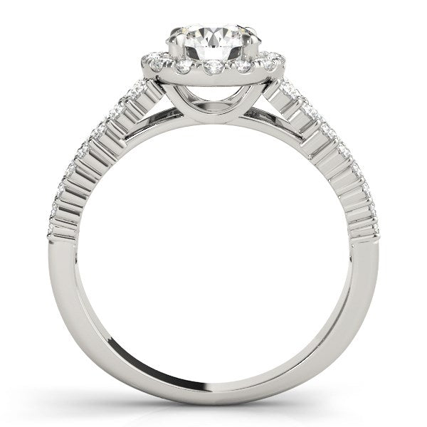 14k White Gold Graduated Pave Set Shank Diamond Engagement Ring (1 5/8 cttw) - Coolpeacock