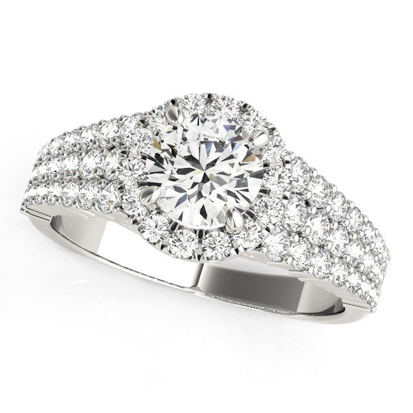 14k White Gold Graduated Pave Set Shank Diamond Engagement Ring (1 5/8 cttw) - Coolpeacock