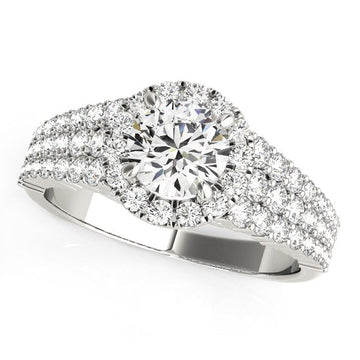 14k White Gold Graduated Pave Set Shank Diamond Engagement Ring (1 5/8 cttw) - Coolpeacock