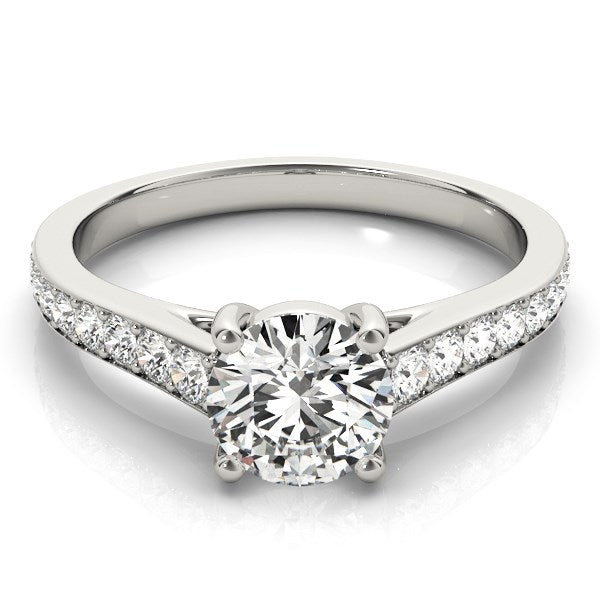 14k White Gold Graduated Single Row Diamond Engagement Ring (1 1/3 cttw) - Coolpeacock