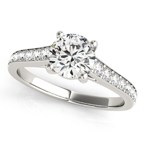 14k White Gold Graduated Single Row Diamond Engagement Ring (1 1/3 cttw) - Coolpeacock