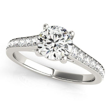 14k White Gold Graduated Single Row Diamond Engagement Ring (1 1/3 cttw) - Coolpeacock