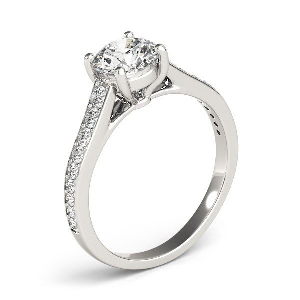 14k White Gold Graduated Single Row Diamond Engagement Ring (1 1/3 cttw) - Coolpeacock
