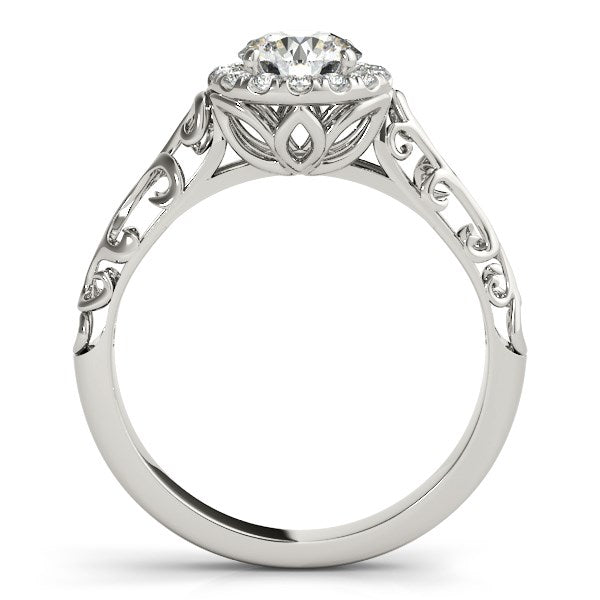 14k White Gold Halo Antique Style Round Diamond Engagement Ring (5/8 cttw) - Coolpeacock