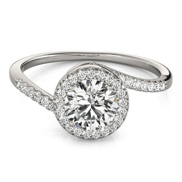 14k White Gold Halo Design Bypass Round Diamond Engagement Ring (5/8 cttw) - Coolpeacock