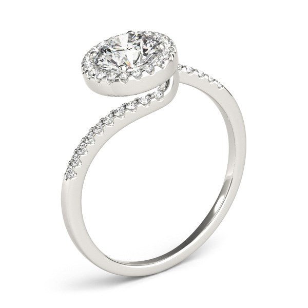 14k White Gold Halo Design Bypass Round Diamond Engagement Ring (5/8 cttw) - Coolpeacock