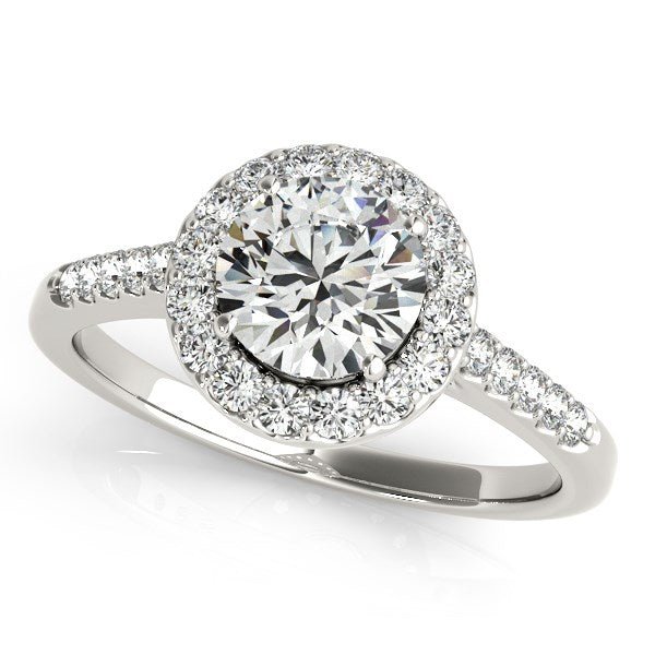 14k White Gold Halo Diamond Engagement Ring (1 3/8 cttw) - Coolpeacock