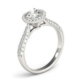14k White Gold Halo Diamond Engagement Ring with Pave Band (1 1/3 cttw) - Coolpeacock