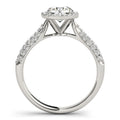14k White Gold Halo Diamond Engagement Ring with Pave Band (1 1/3 cttw) - Coolpeacock
