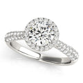 14k White Gold Halo Diamond Engagement Ring with Pave Band (1 1/3 cttw) - Coolpeacock