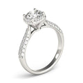 14k White Gold Halo Graduated Pave Shank Diamond Engagement Ring (1 1/3 cttw) - Coolpeacock