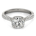 14k White Gold Halo Graduated Pave Shank Diamond Engagement Ring (1 1/3 cttw) - Coolpeacock