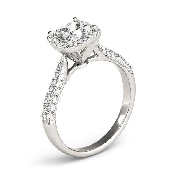 14k White Gold Halo Pave Band Diamond Engagement Ring (1 1/3 cttw) - Coolpeacock