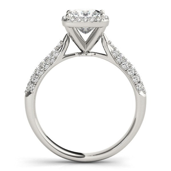 14k White Gold Halo Pave Band Diamond Engagement Ring (1 1/3 cttw) - Coolpeacock