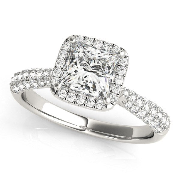 14k White Gold Halo Pave Band Diamond Engagement Ring (1 1/3 cttw) - Coolpeacock