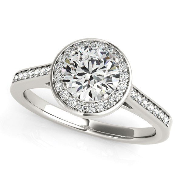 14k White Gold Halo Round Diamond Engagement Ring (1 1/4 cttw) - Coolpeacock